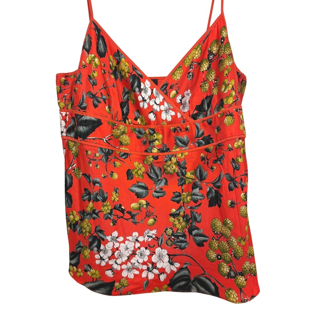 Vintage Y2K J.‎ Crew Floral Print 100% Silk Cami Size 10 V Neck Spaghetti Straps